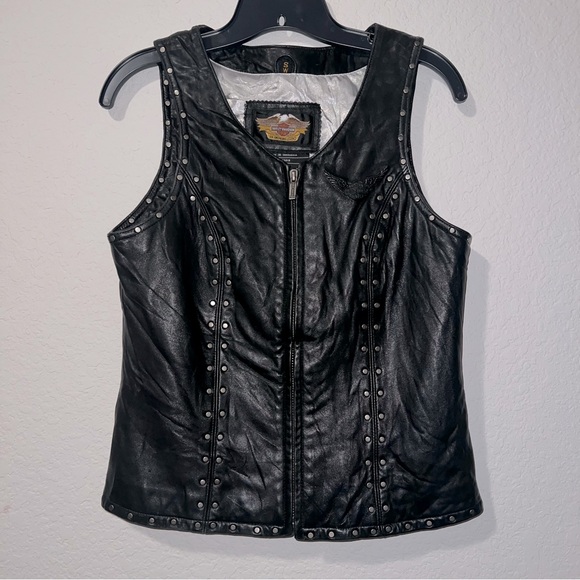 Harley-Davidson Jackets & Blazers - Harley-Davidson Black Studded Leather Vest